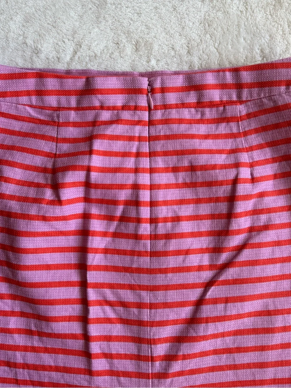 J.Crew Basketweave Pencil Skirt Pink Coral Stripe Cotton Size 2